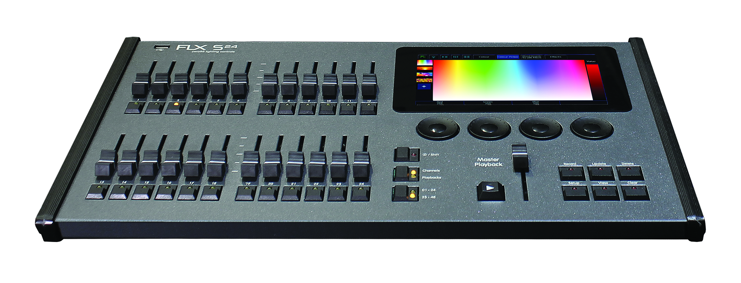 Zero 88 FLX S24 für die einfache Ansteuerung von Dimmer, LED und Moving Lights Zero 88 Varilite ZerOS FLX S24 1 U 2 U DMX Moving Lights LED