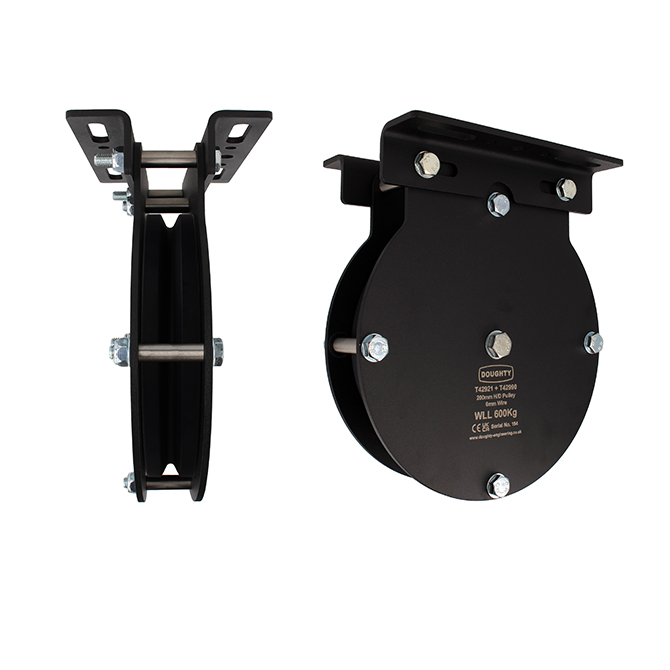 Doughty Engineering 200mm Heavy Duty Pulley (1-rond, pour câble en acier)