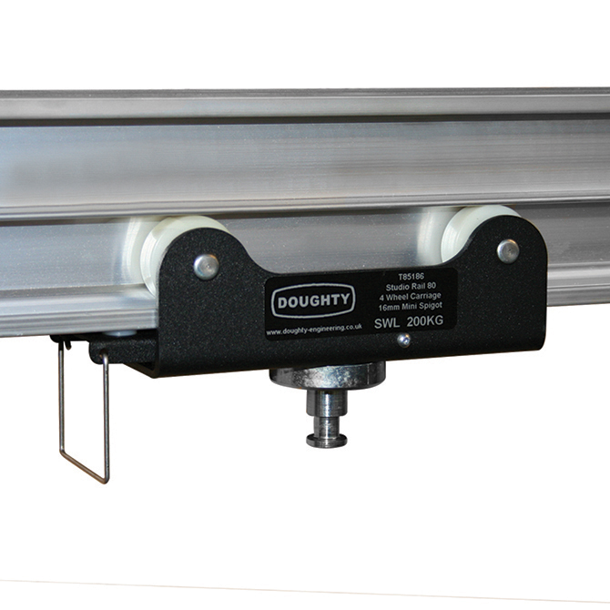 Doughty Engineering Studio Rail 80 Chariot à 4 roulettes, complet avec mini-pivot 5/8" (frein) Doughty Engineering Studio Rail 80 Chariot à 4 roulettes, complet avec mini-pivot 5/8" (frein)