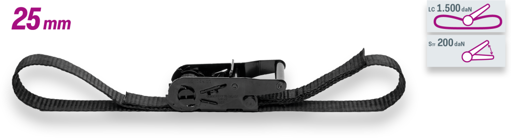 Safetex Zurrgurt 25 mm 1-teilig Länge 4.00 m,  BLACKLINE