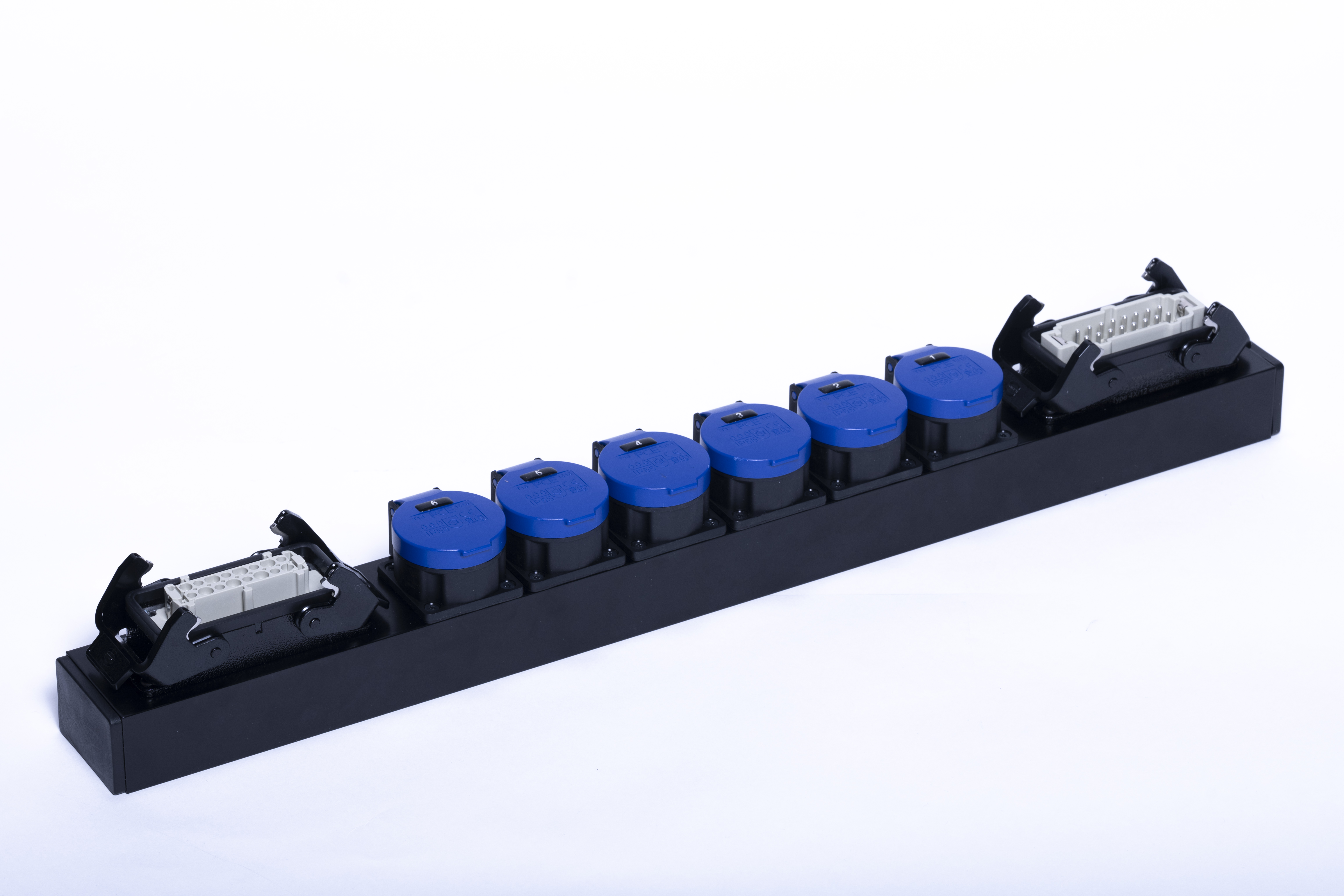MAJOR Slimline répartiteur de charge alu, Han 16E mâle vers 6 x T13 + MAJOR Slimline répartiteur de charge alu, Han 16E mâle vers 6 x T13 +
