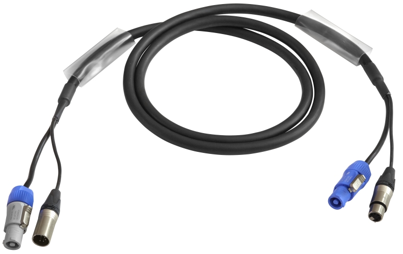 Major Hybrid-Kabel mit Stecker/Kupplung XLR 5pol / Powercon blau/grau Major Kombi Hybrid XLR XLR5 Powercon blau grau