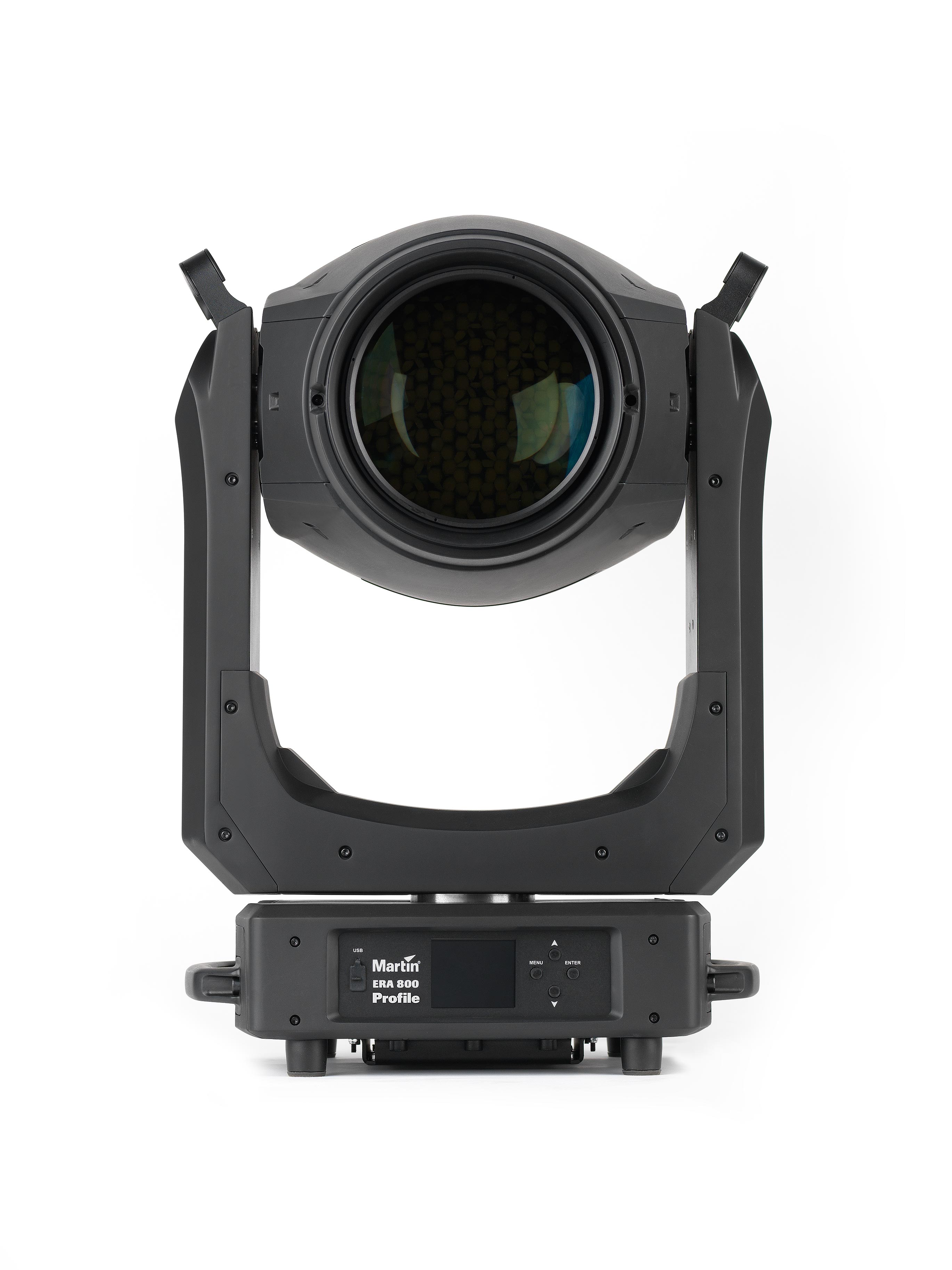 Frontansicht eines Martin ERA800 Profiles Martin ERA 800 Spot Profile Moving Head CMY Zoom Animation