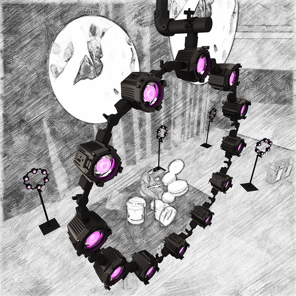 Atomic Dot disposé en cercle comme exemple d'application Martin Professional Atomic Dot Circle Exemple