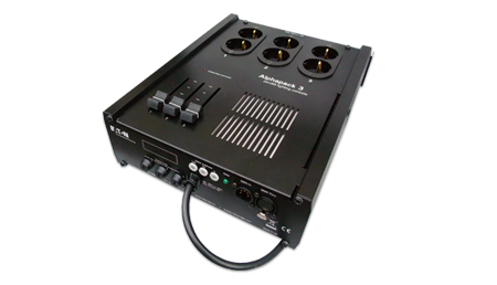 Dimmer 3 x 6,3 A mit Schweizer Steckdosen T13, Fader und DMX512 Zero 88 varilite alphapack 3 dimmer handregler DMX512 T13 Schweiz