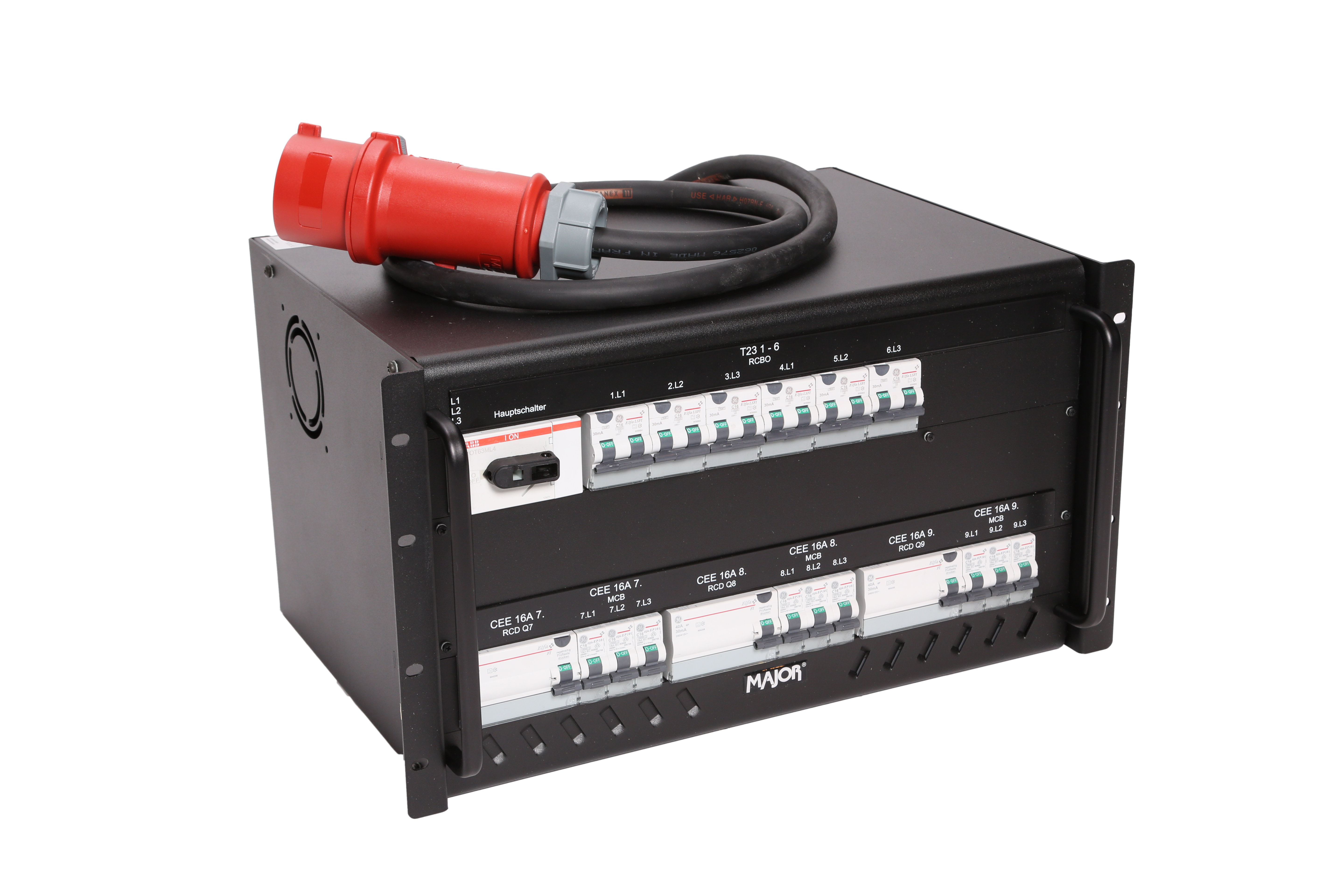 MAJOR Distributeur de courant 6U, entrée CEE32A  MAJOR Distributeur de courant 6U, entrée CEE32A