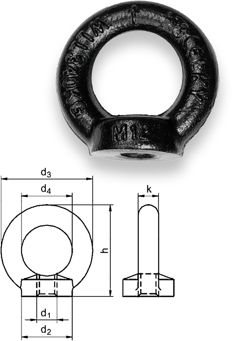 Safetex Ecrou à anneau DIN 582 BLACKLINE M8 Safetex Ecrou à anneau DIN 582 BLACKLINE M8