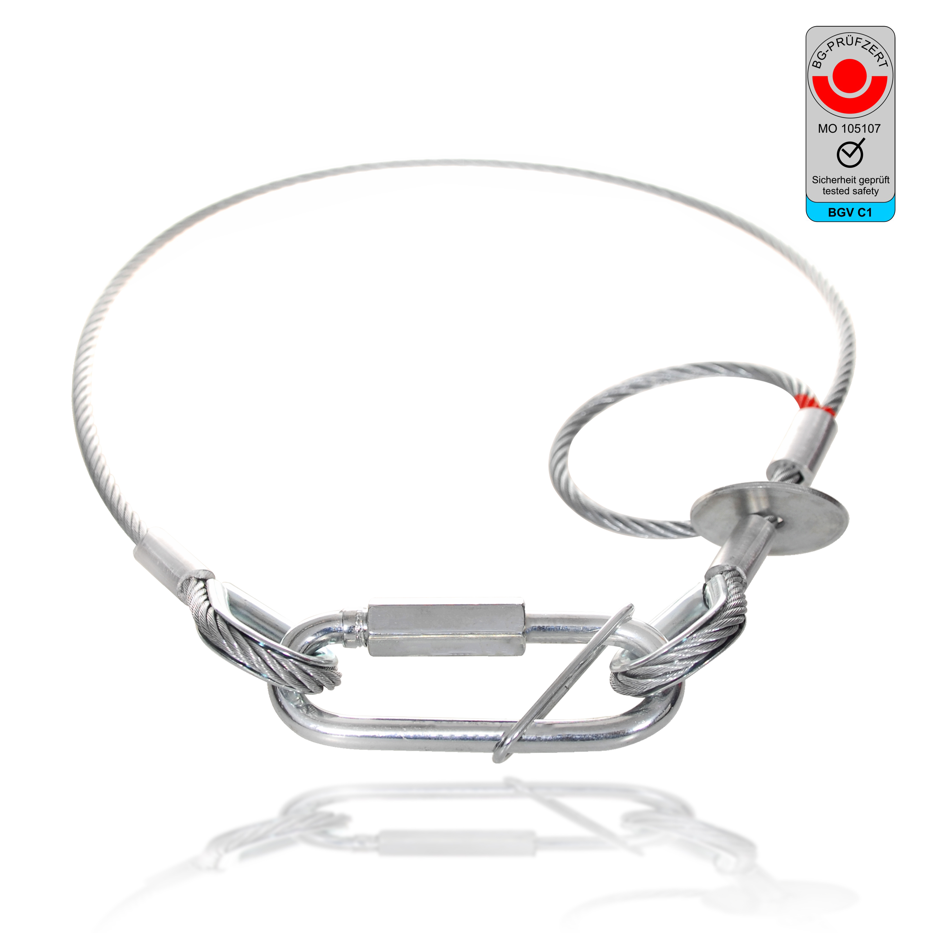 MAJOR Sicherungsseil Saveking®, 4mm, 0,6m, Verbindungsglied lange Ausführung, silber MAJOR Sicherungsseil Saveking®, 4mm, 0,6m, Verbindungsglied lange Ausführung, silber